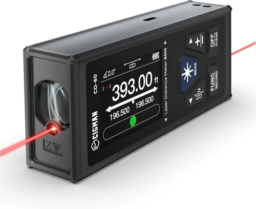 CIGMAN Medidor de Distancia Láser Dual 393ft/120M Herramienta de Medición Láser Bilateral Medidor Láser Recargable con Múltiples Unidades M/in/Ft