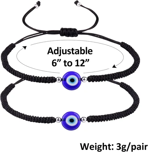 Miniatura 7 de Paquete de 2 pulseras hechas a mano con cuerda roja contra el mal de ojo, pulsera de joyería de ojo azul para mujeres, hombres, adolescentes