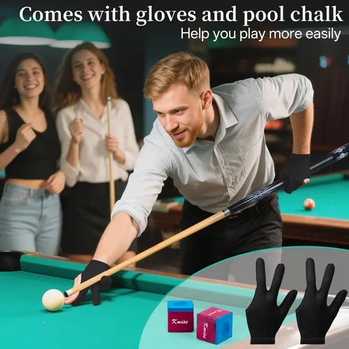 Miniatura 9 de Kmise Pool Stick Set of - 58" Pool Cue Stick, Canadian Maple Professional Billiards Pool Cue, Pool Sticks for Adults, 18~21oz Multiple Colors Negro