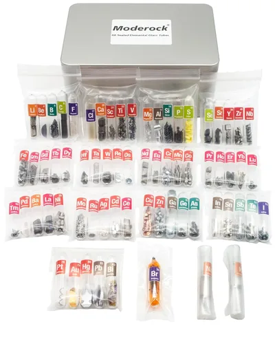 Miniatura 6 de Tabla Periódica de Elementos Reales, 99.99% de Pureza, Sellada en Tubo de Vidrio, para Regalo, Enseñanza, Exhibición, Colección, 68 Piezas