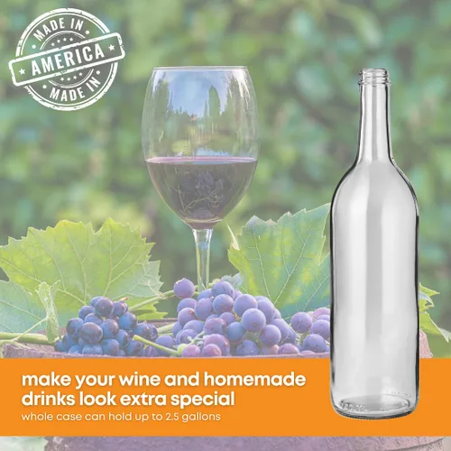 Miniatura 4 de FastRack - Botellas de vino transparentes de 750 ml con tapas de rosca de metal blanco de 28 mm (Paquete de 12) Botellas de vino de Burdeos W5