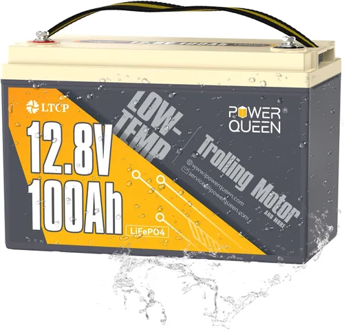 Power Queen - Batería de 12V 100Ah LiFePO4, función mejorada de corte de baja temperatura, BMS de 100A incorporado, celda de batería de grado A,