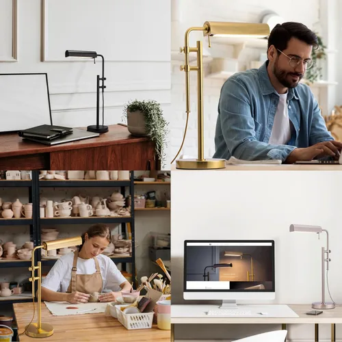 Miniatura 6 de O'Bright Aurora - Lámpara LED de escritorio de farmacia, brazo oscilante, diseño industrial para leer, manualidades, trabajo, LED de 10 W, altura