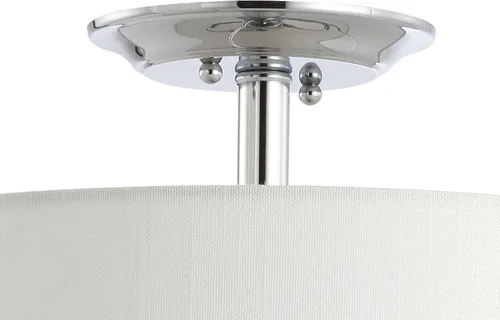 Miniatura 7 de JONATHAN Y Lámpara de techo semiempotrada con 2 luces LED cromada/blanca de 15 pulgadas, pantalla de tambor de lino blanco, accesorio de transición