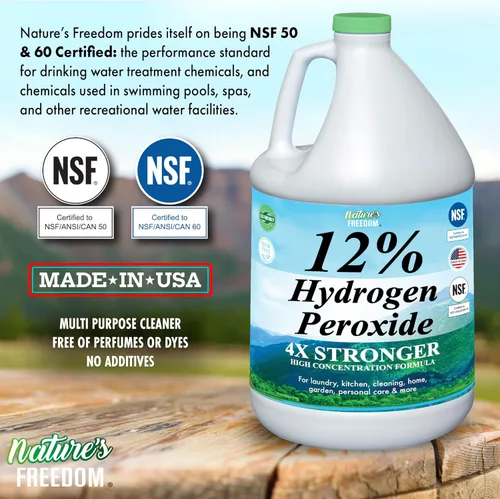 Miniatura 2 de Nature's Freedom Peróxido de hidrógeno al 12%, H2O2 de grado alimenticio y agua purificada solamente, solución de 2 galones