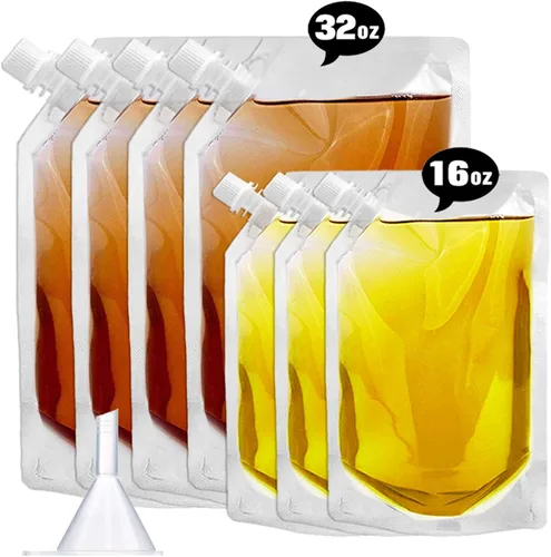 Miniatura 8 de Frascos de Plástico-Corredores de Ron Bolsas de Licor de Plástico para Colar Alcohol, A Prueba de Fugas, Sin BPA, Kit de Frasco de Viaje de Jugo