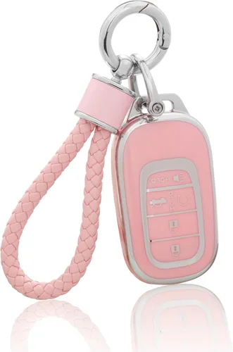 Miniatura 27 de YO&YOYE Funda para llavero Ford con llavero, funda de TPU suave rosa para F150 Explorer Mustang Edge Lincoln MKZ MKX MKC