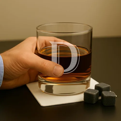 Miniatura 2 de Regalos con monograma para hombres – 4 vasos de whisky personalizados de 11 onzas (monograma D) – Vasos de whisky grabados – Vasos rocks