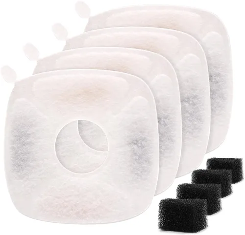 Filtros de fuente para mascotas compatibles con fuente de agua para perros de 95 onzas/2.8 L (4 filtros de carbono + 4 filtros de esponja)