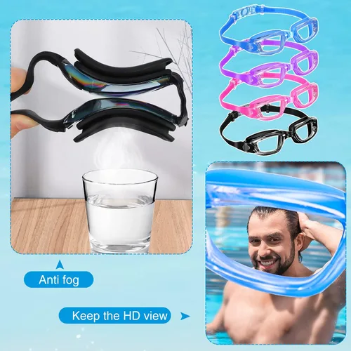 Miniatura 4 de Fabbay 8 gafas de natación sin fugas para niños y adultos, protección UV, gafas de natación impermeables con clip para la nariz