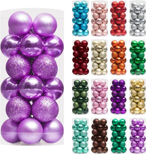 Miniatura 20 de XmasExp - Juego de 24 adornos de bola de Navidad mini irrompibles, adornos para árbol de Navidad, bolas de árbol de Navidad de 30 mm/1.18 pulgadas