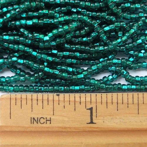 Miniatura 3 de Cuentas de semillas 10/0 checa verde azulado azul verde forrado plata vidrio Rocailles (paquete de una madeja)