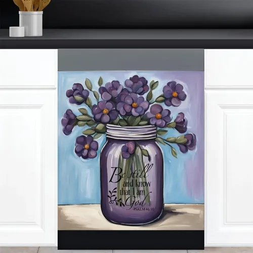 Miniatura 19 de Calcomanía magnética de vinilo para lavavajillas con diseño de florero de granja rústica, diseño floral para decoración del hogar, cubierta