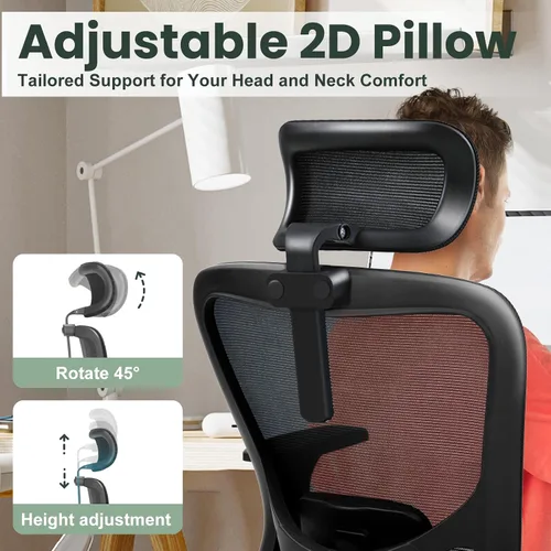 Miniatura 4 de Silla de oficina ergonómica - Silla de oficina de malla de 350LB con lumbar ajustable, silla de escritorio para computadora de respaldo alto
