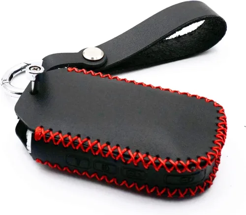 Funda de cuero inteligente de 4 botones para llavero KIA CEED CERATO Forte NIRO SELTOS Sorento Soul SPORTAGE Telluride (negro)