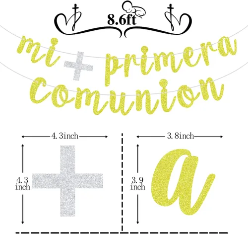 Miniatura 2 de Mi Primera Comuniòn Banner – Bautismo de bebé/Primera Comunión – Dios bendiga a este niño Baby Shower boda fiesta decoración suministros