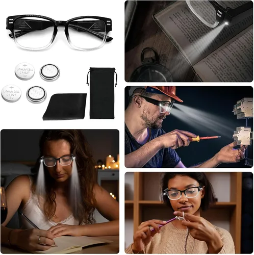 Miniatura 5 de Lupas con Luz Gafas de Lectura Lectores LED Brillantes con Luces Incorporadas Gafas con Luces y Lupa para Hombres Mujeres Gafas Lupa Iluminada Gafas