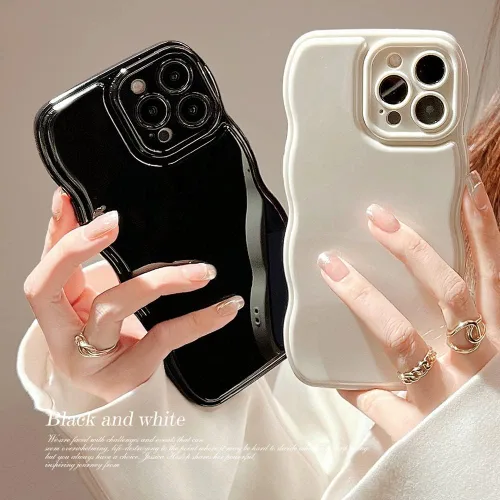 Miniatura 5 de FABSPARK - Funda para iPhone 11, diseño simple, marco ondulado, estética, silicona suave, color beige