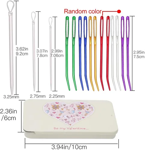 Miniatura 3 de UOOU Aguja de Hilo, 15 PCS Aguja Curvada Juego de Agujas de Tapicería Agujas de Lana Agujas de Ojo Grande Agujas de Coser Agujas de Tejer con Caja