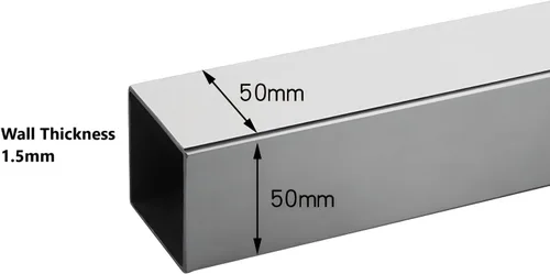 Miniatura 2 de Tubo cuadrado de acero inoxidable de 1.969 in x 1.969 in x 0.059 in x 71.654 in, 2 x 2 pulgadas x 3/50 pulgadas x 71.65 pulgadas de largo, paquete
