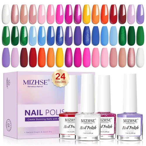 Miniatura 10 de MIZHSE Juego de esmaltes de uñas de secado rápido, 24 colores para otoño e invierno, esmalte de uñas regular, sin gel, secado al aire, rápido, a