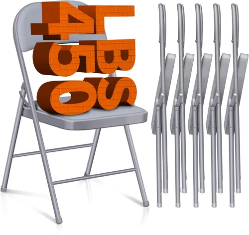 Miniatura 11 de Paquete de 6 sillas plegables, sillas plegables acolchadas con marco de metal, silla plegable negra para oficina, fiestas, reuniones, eventos al
