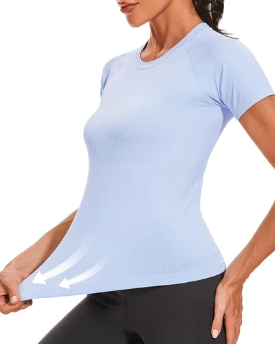 Miniatura 3 de Stelle Camisetas de entrenamiento para mujer, sin costuras, de manga larga, con agujeros para el pulgar para deportes, correr, atléticas, ajustadas