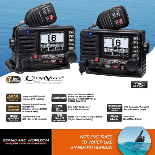 Miniatura 4 de Standard Horizon Quantum GX6000 VHF de montaje fijo de grado comercial de 25 W con NMEA 2000, receptor AIS integrado y micrófono de altavoz