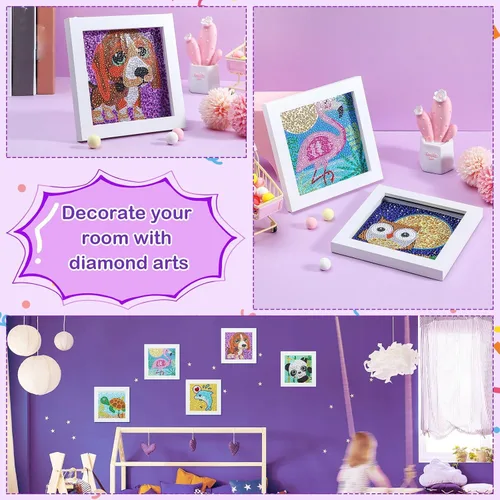 Miniatura 5 de Epakh 8 piezas de arte de diamantes para arte de diamantes, gema de animales, kit de pintura 5D, fácil de pintar por números, decoración de pared