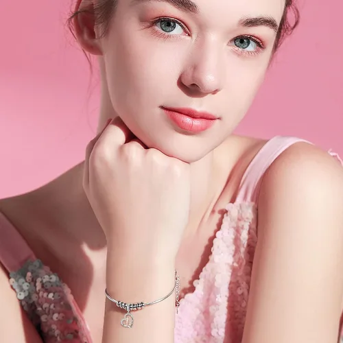Miniatura 49 de PROESS Dije para padre, madre e hija, pulsera de plata de ley para pulseras, regalos de cumpleaños, día de San Valentín, para hija, madre, amante