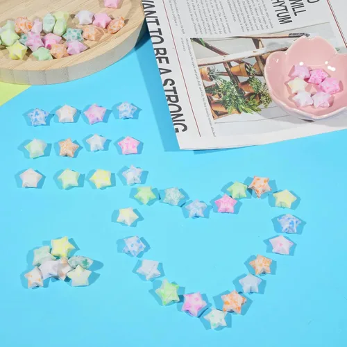 Miniatura 4 de Wowagoga 840 hojas de papel luminoso de origami en tiras con 4 patrones para doblar estrellas de papel estrellas de la suerte para manualidades DIY