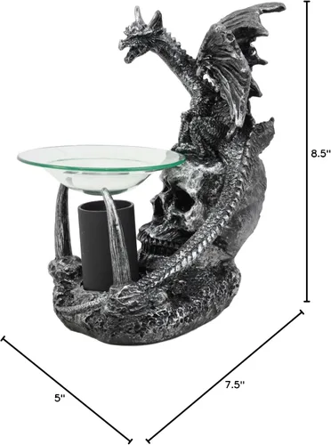 Miniatura 9 de Ebros - Osario gótico de dientes de sable, calavera, cementerio, dragón, quemador de aceite eléctrico o calentador de tartas, estatua decorativa