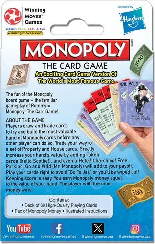 Miniatura 3 de Winning Moves Monopoly The Card Game Games USA, versión de juego de cartas estilo Rummy del juego más famoso del mundo para 2 a 4 jugadores, a