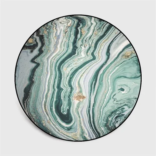 Miniatura 3 de Tapete redondo de mármol verde esmeralda, lavable, pequeño círculo, para dormitorio, sala de estar, alfombra moderna abstracta circular, 2 pies