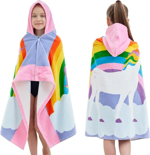 Miniatura 10 de Toallas de baño para niños, toallas para niños y niñas con capucha para playa, baño, piscina, toallas de natación de 30 × 50 PULGADAS de gran Alce