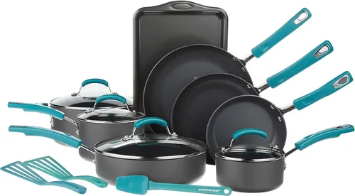 Miniatura 11 de Rachael Ray Brights - Sartén antiadherente anodizada dura, sartén anodizada dura, 12.5 pulgadas, gris con asas rojas
