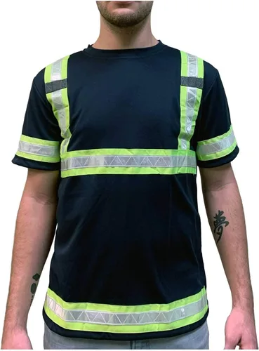 Miniatura 2 de Camisas reflectantes de seguridad para hombres – Camisetas de manga corta de alta visibilidad ANSI Clase 3 engranaje con cinta reflectante Azul