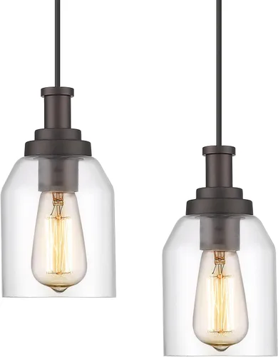 Miniatura 21 de Zeyu Lámpara Colgante Moderna de Oro, Lámpara Colgante de Vidrio de 1 Luz para Cocina y Comedor, Soporte de Vidrio Transparente, Acabado en Negro