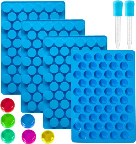Moldes redondos para caramelos de gomitas, 220 moldes de silicona para caramelos con 2 cuentagotas para caramelos duros, gomitas, caramelos,