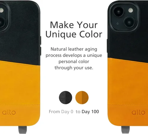 Miniatura 7 de alto Anello - Funda de piel cruzada diseñada para iPhone 14, funda protectora contra caídas de piel italiana con correa de cordón desmontable