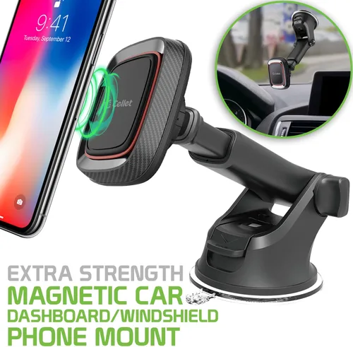 Miniatura 2 de Cellet Soporte magnético para teléfono de automóvil, tablero de instrumentos y parabrisas, soporte telescópico de brazo largo compatible con iPhone