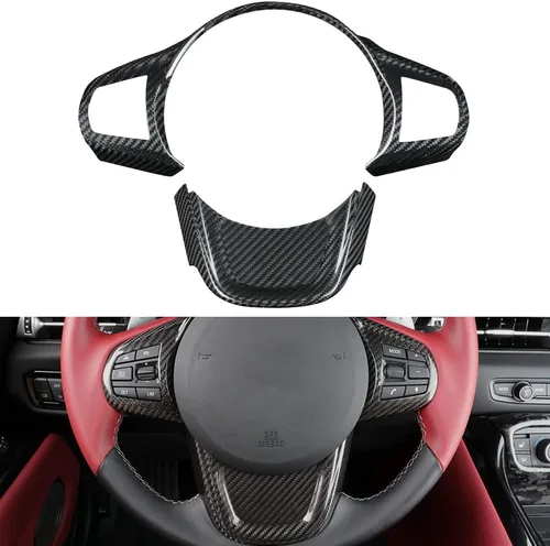 Miniatura 2 de Cubierta del panel del volante de fibra de carbono para Toyota Supra GR A90 MK5 (2019+) Borde del marco del volante, cubierta del botón del volante