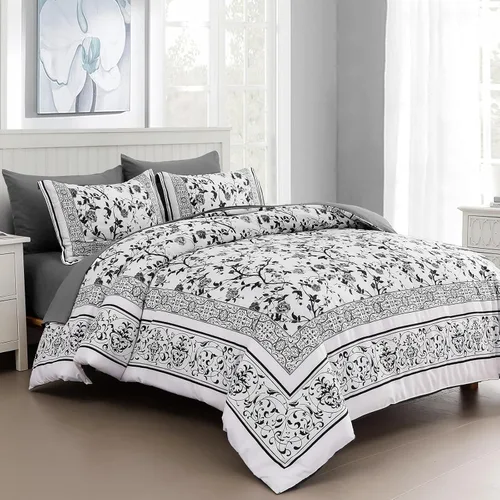 Miniatura 12 de Dobuyly Floral Comforter Twin Size Set, 5 Piece Bed in a Bag Blue Flowers on White Botanical Bedding Set, Soft Microfiber Bedding Comforter Sets for