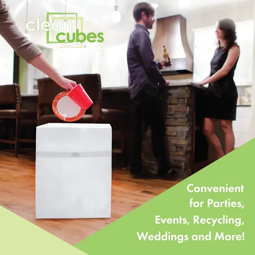 Miniatura 2 de Clean Cubes Botes de basura desechables de 13 galones (paquete de 6) con bolsas bajas, contenedores plegables de basura y reciclaje para fiestas