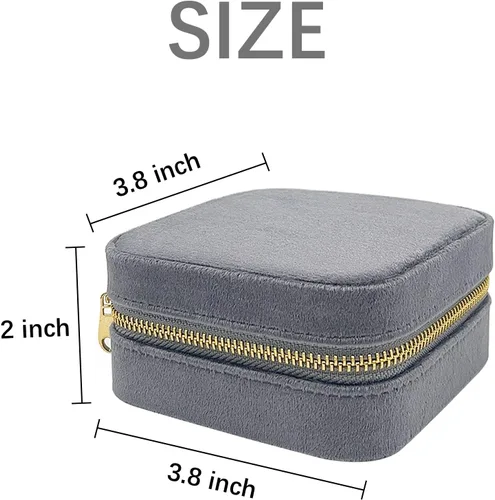 Miniatura 2 de Soddeph Joyero de terciopelo con espejo, mini estuche de joyería de viaje, estuche de viaje de joyería de felpa, pequeño organizador de joyas
