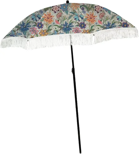 Miniatura 49 de Sombrilla de playa para arena, resistente al viento, con bolsa de anclaje de arena, portátil, flecos, bolsa de mezclilla, cuenta con parte inferior