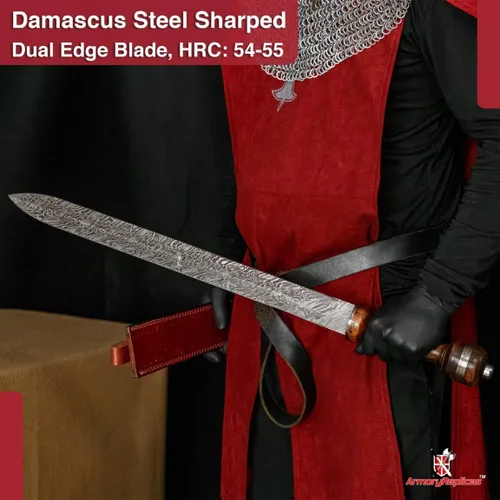 Miniatura 4 de Armory Replicas™ Hand-Forged Damascus Roman Gladius Sword with Leather Sheath – Collector & Reenactment Ready