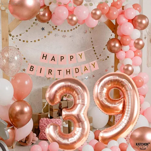Miniatura 6 de KatchOn, Globos grandes del número 39, color negro, 40 pulgadas, globos de números 39, decoraciones de cumpleaños de 39 para hombres, globos