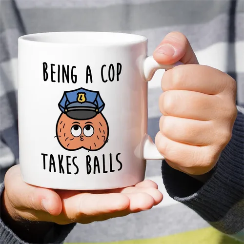 Miniatura 4 de Retreez Taza divertida para oficial de policía – Being A Cop Takes Balls – Tazas de café de cerámica de 11 onzas para profesionales del orden