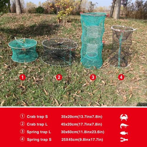 Miniatura 6 de BasicGear Trampa de resorte para cangrejo, 2 piezas, trampa de cebo para langosta, cangrejos de cangrejo, camarones, trampas de pesca plegables